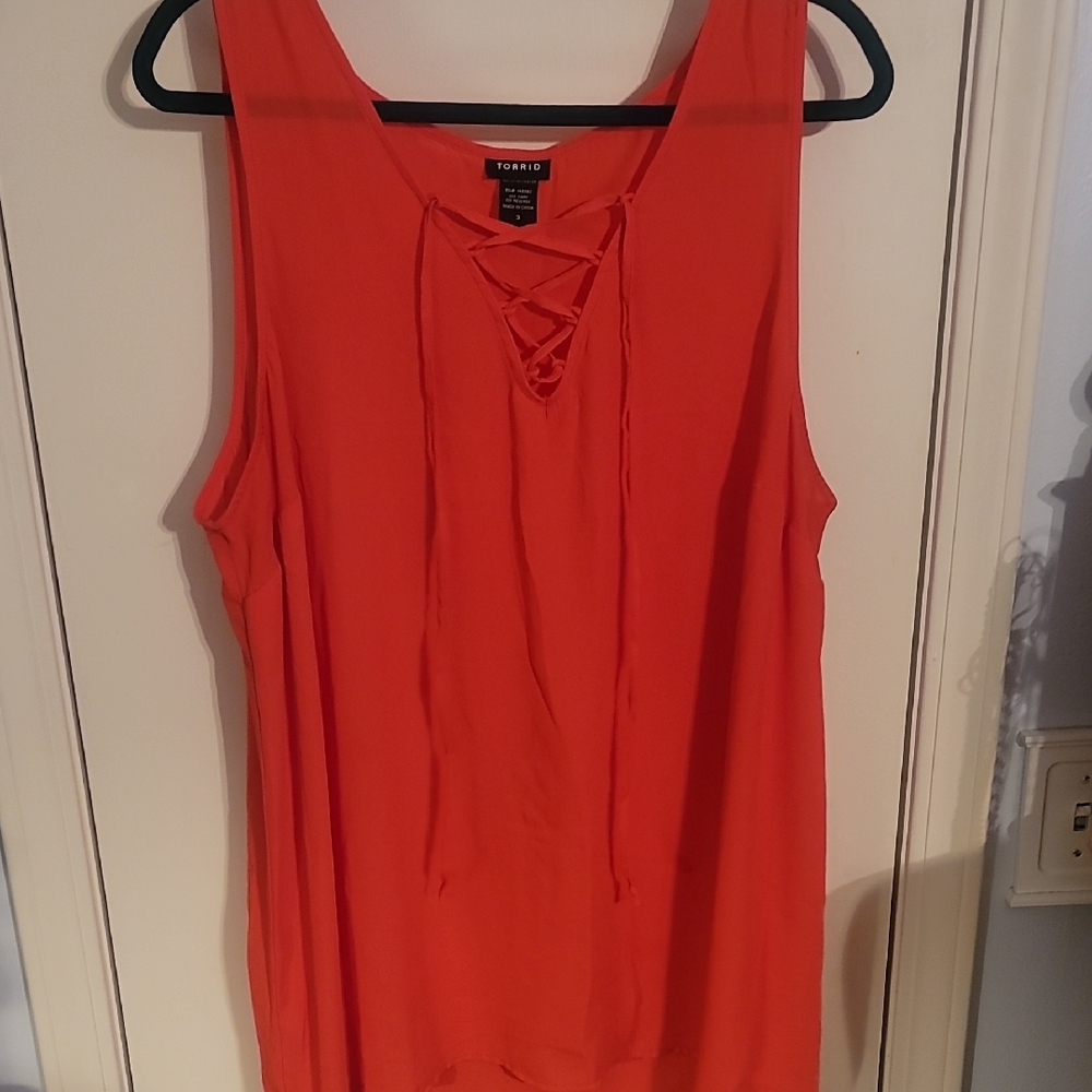 Torrid Vibrant Orange Lace-Up Tank Top